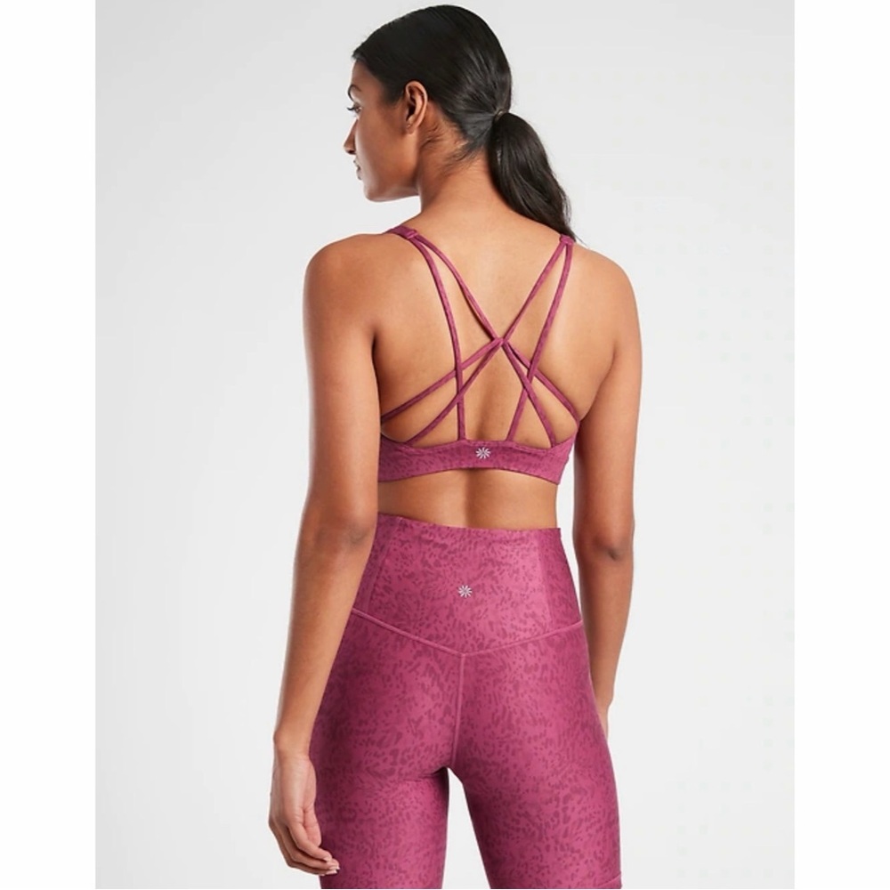 Athleta Solace Printed Sports Bra in Berry NWT SZ XL - Picture 2 of 12